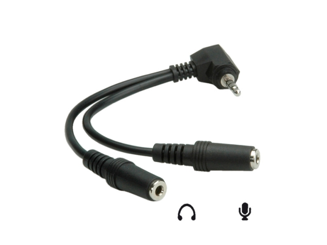 Cable de Áudio ROLINE (2x Jack 3.5mm - Jack 4 - M/H - 15cm)