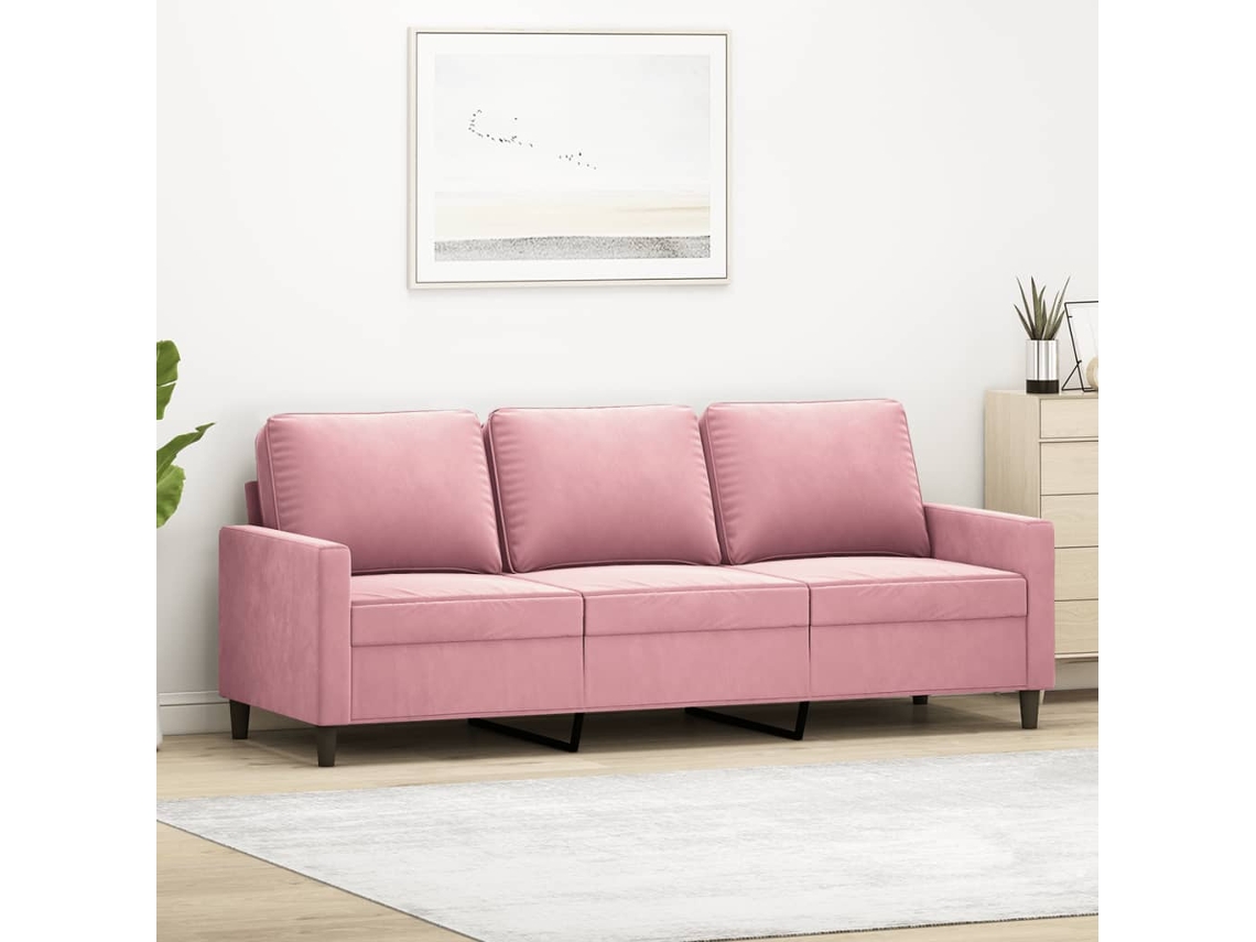 Sofá De 3 Plazas | Sofá De Salón | Sofá De Descanso Terciopelo Rosa 180 Cm Wsd100524