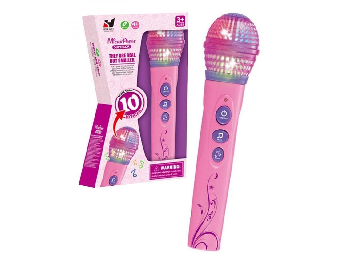 2026-15288-micrófono Infantil Con Luces Y Canciones Juguete Educativo Azul Rosa Para Niños Rosa