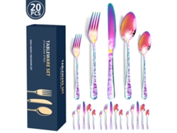 Conjunto de Talheres de Aço Inoxidável 20 Und-Colorido GERTIZ