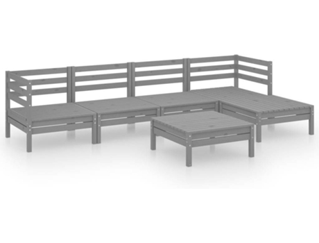 Conjunto 6 de muebles de jardín VIDAXL madera pino maciza gris