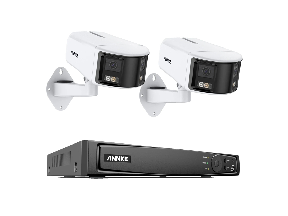 Cámara de seguridad de 8 MP, lente dual, panorámica de 180 grados, NVR de 8 canales, kits de 2 piezas de NVR de 8 canales, sin OEM