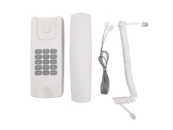Teléfono Fijo Con Cable Para Montaje En Pared, Fabricado En Plástico Abs, Con Control De Volumen, Función De Silencio Y Función De Rellamada, Para Uso En Oficinas U Hoteles, Color Blanco.