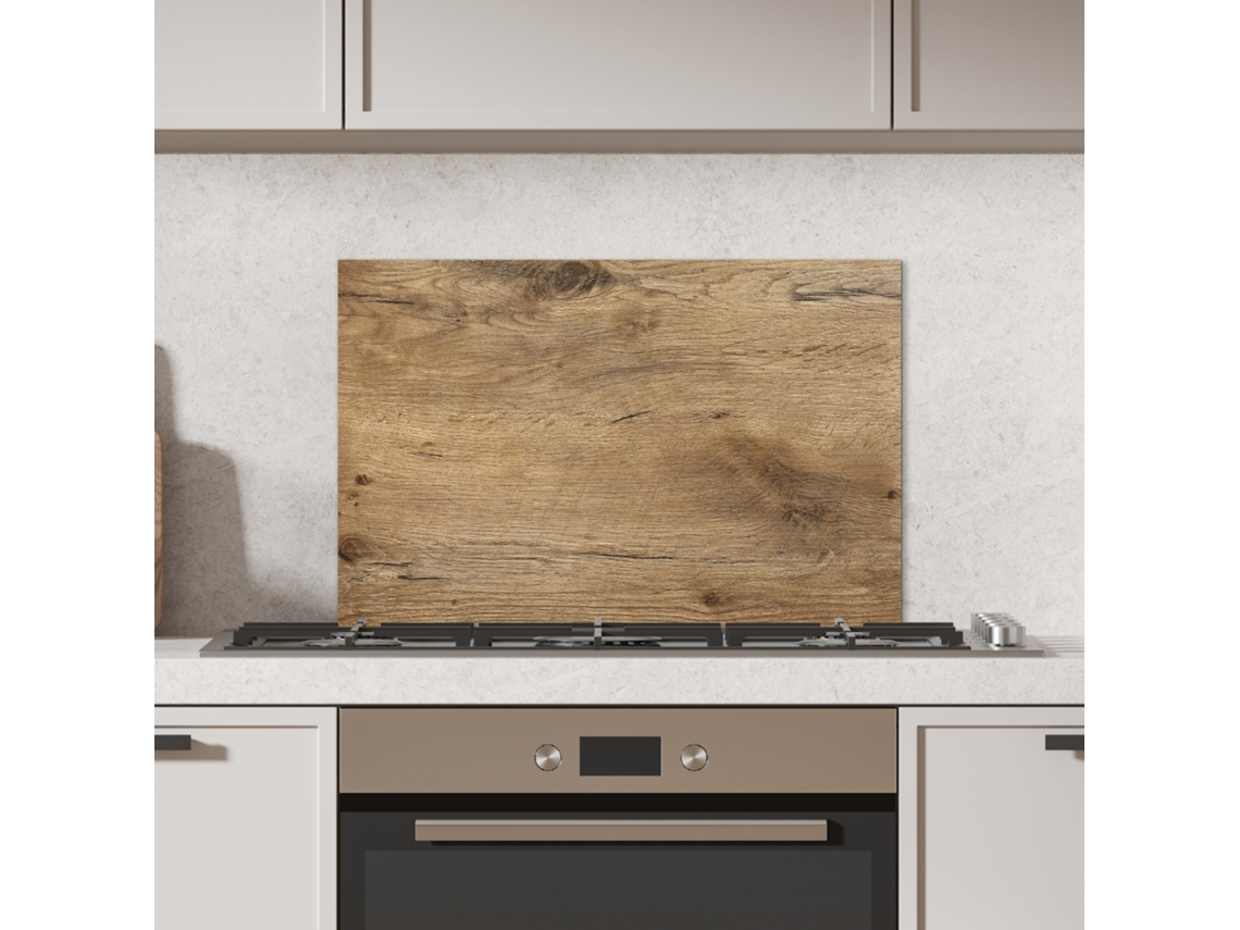 Panel Antisalpicaduras Cocina Madera - Marrón - Aspecto Madera 60x40 Cm