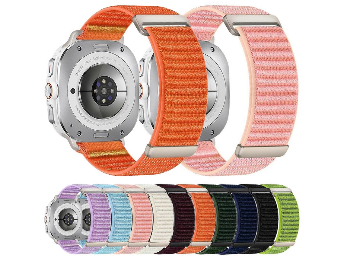 Correa de nailon con cierre de velcro y estampado de montaña de dos secciones para Samsung Galaxy Watch Ultra 47 mm / Ultra 2025