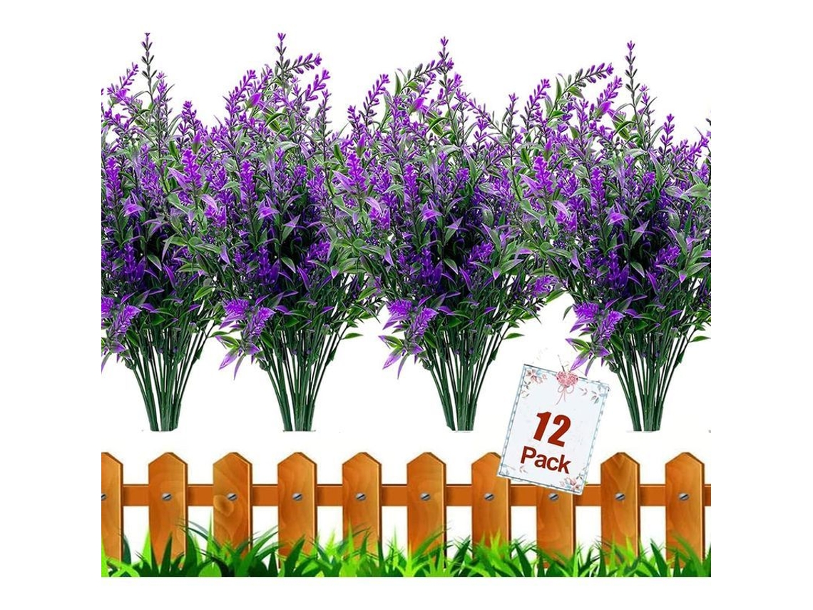 12 Paquetes De Flores Artificiales Uv Resistentes Para Jardín, Terraza Y Decoración Hogar (morado)