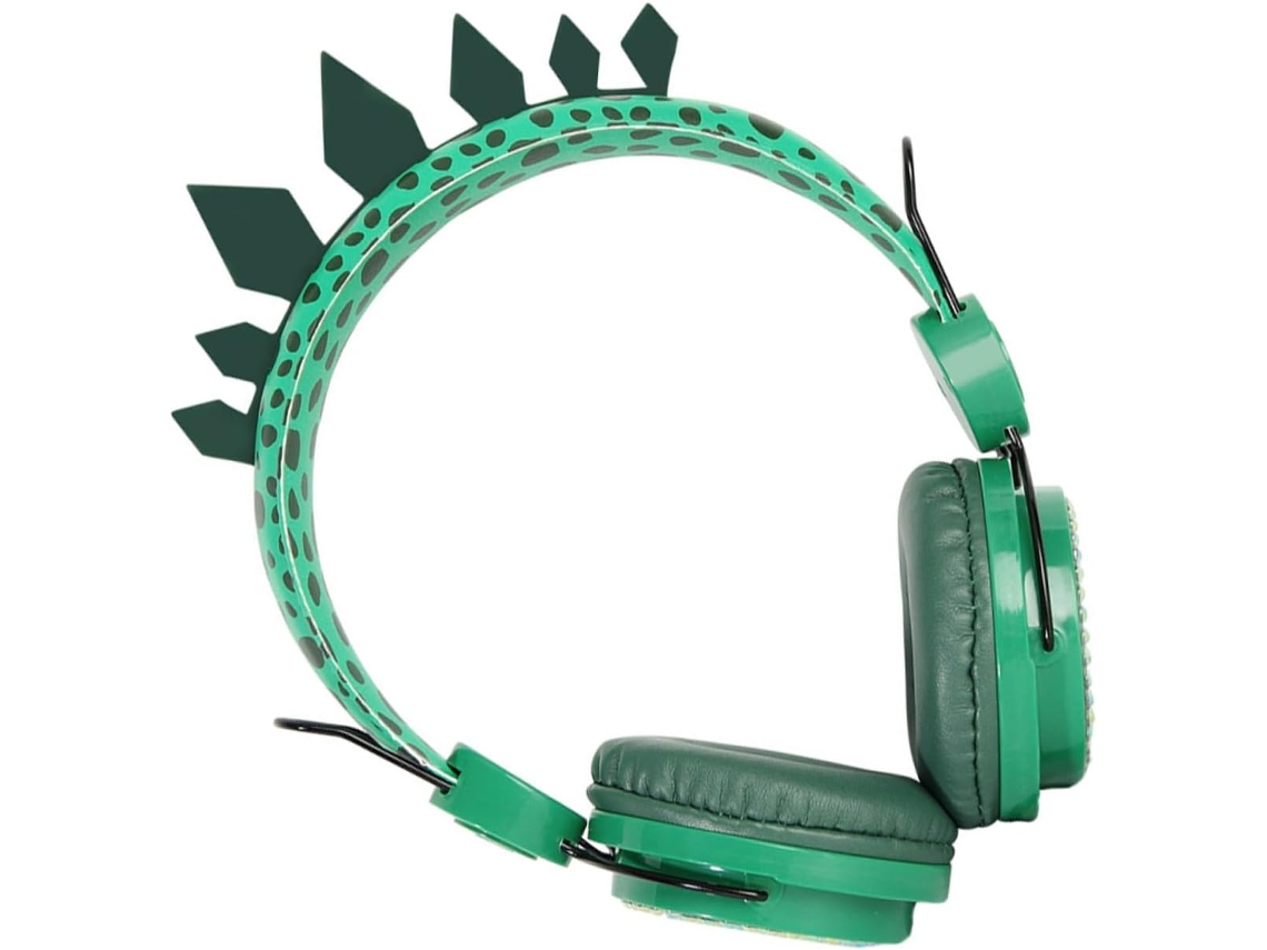 Auriculares Con Micrófono De Dinosaurio Verde Para Niños Y Niñas