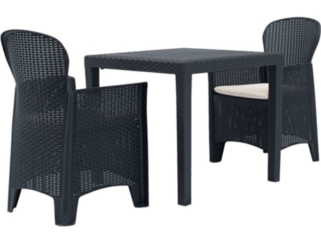 Conjunto 3 Muebles De Jardin VIDAXL Antracita Plástico