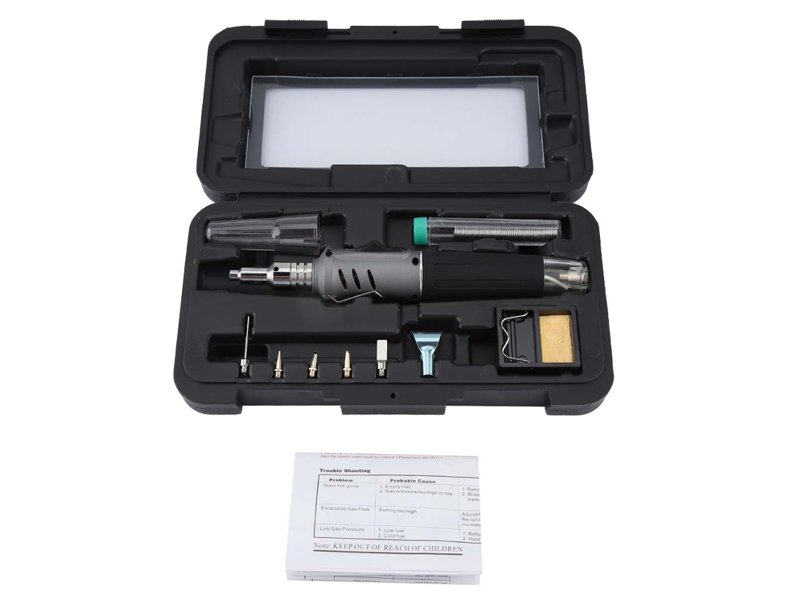Kit De Soldadora De Gas Inalámbrica Hs-1115k 10 En 1 Con Pistola De Llama Ajustable