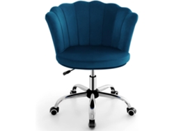 Silla Tocador, Altura Ajustable 74-82 cm, Sillas Escritorio Terciopelo Tapizado con Ruedas Universales, Silla Escritorio Giratorio Oficina Dormotorio COSTWAY