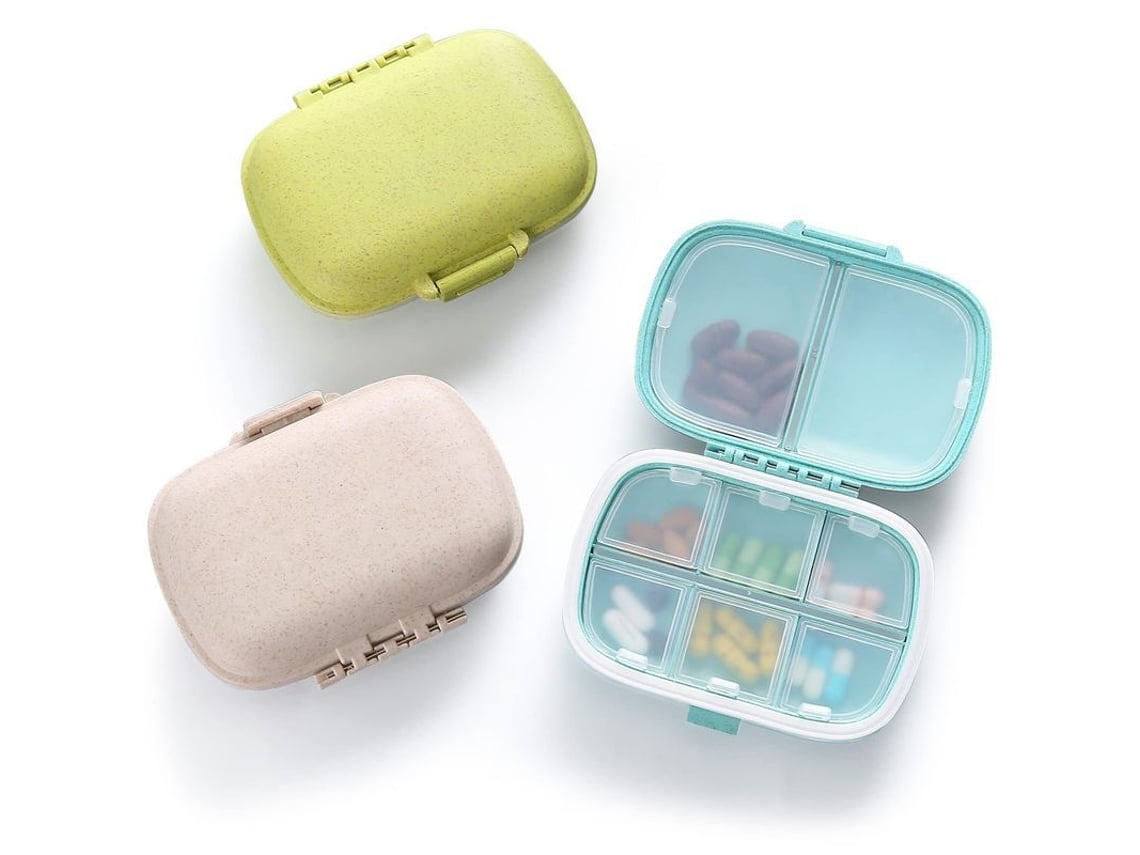 Organizador De Pastillas De Viaje, Paquete De 3, 8 Compartimentos, Resistente A La Humedad (azul + Verde + Caqui)