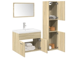 Juego de 4 piezas. Muebles de baño derivados de madera de roble Sonoma Wsd77997 Lovely Home