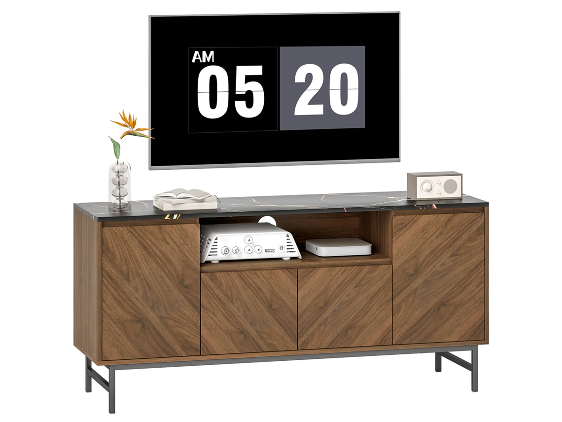 Mueble Tv 65 Pulgadas Madera Compartimento Abierto Nogal