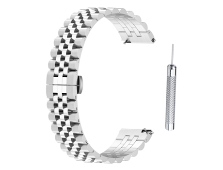Correa de reloj universal ajustable de 20 mm con cinco filas de cuentas Plata
