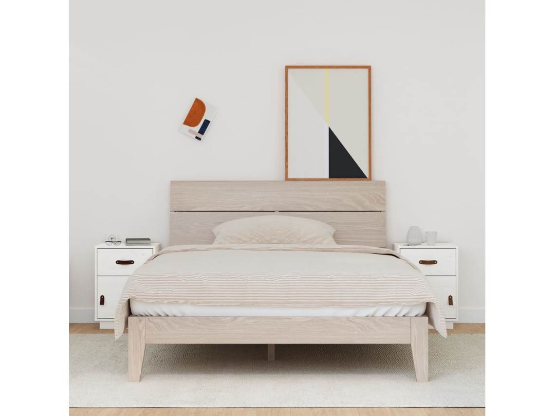 Mesitas de Noche LOVELY HOME Mesinha 2 Pcs 40X34X55 Cm Pinho Maciço Branco