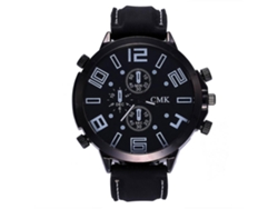 Reloj Hombre Cmk Con Correa De Cuero Pu Dial Grande Moda Digital Blanco