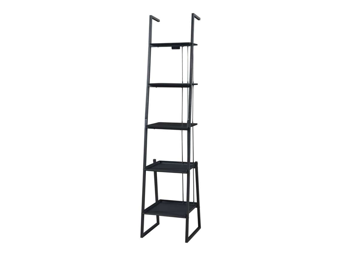 Estantería escalera Storfjord de 5 niveles 184x40x40cm - Negro [EN.CASA]