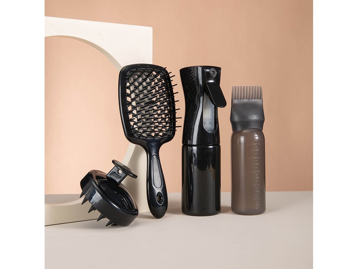 Kit De Cuidado Capilar Para Cabello Afro, Un Kit De Peinado Y Cuidado 4 En 1 Que Incluye Cepillo, Spray, Peine Y Masajeador. Es Compacto, Re