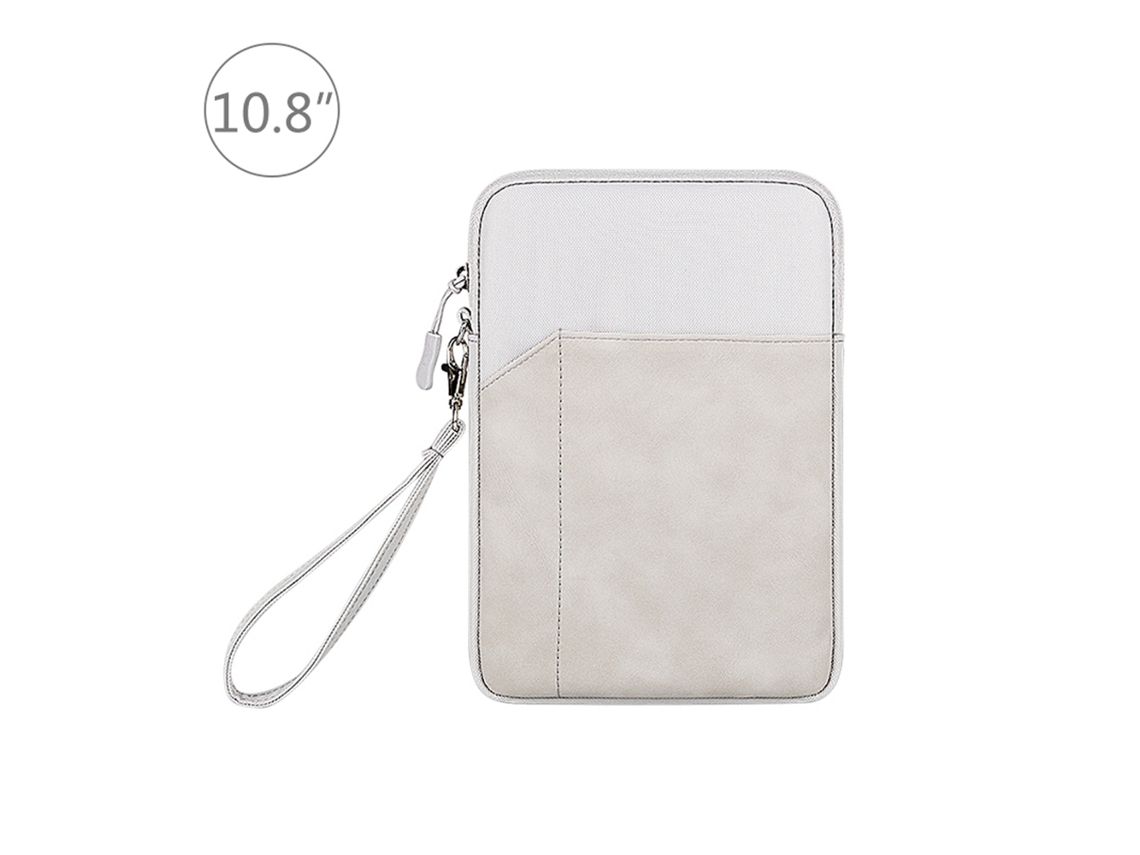 Funda para tableta de 7,9 a 10,8 pulgadas, resistente a golpes e impermeable, con funda frontal y asa, en gris claro, rosa, gris claro y dorado.