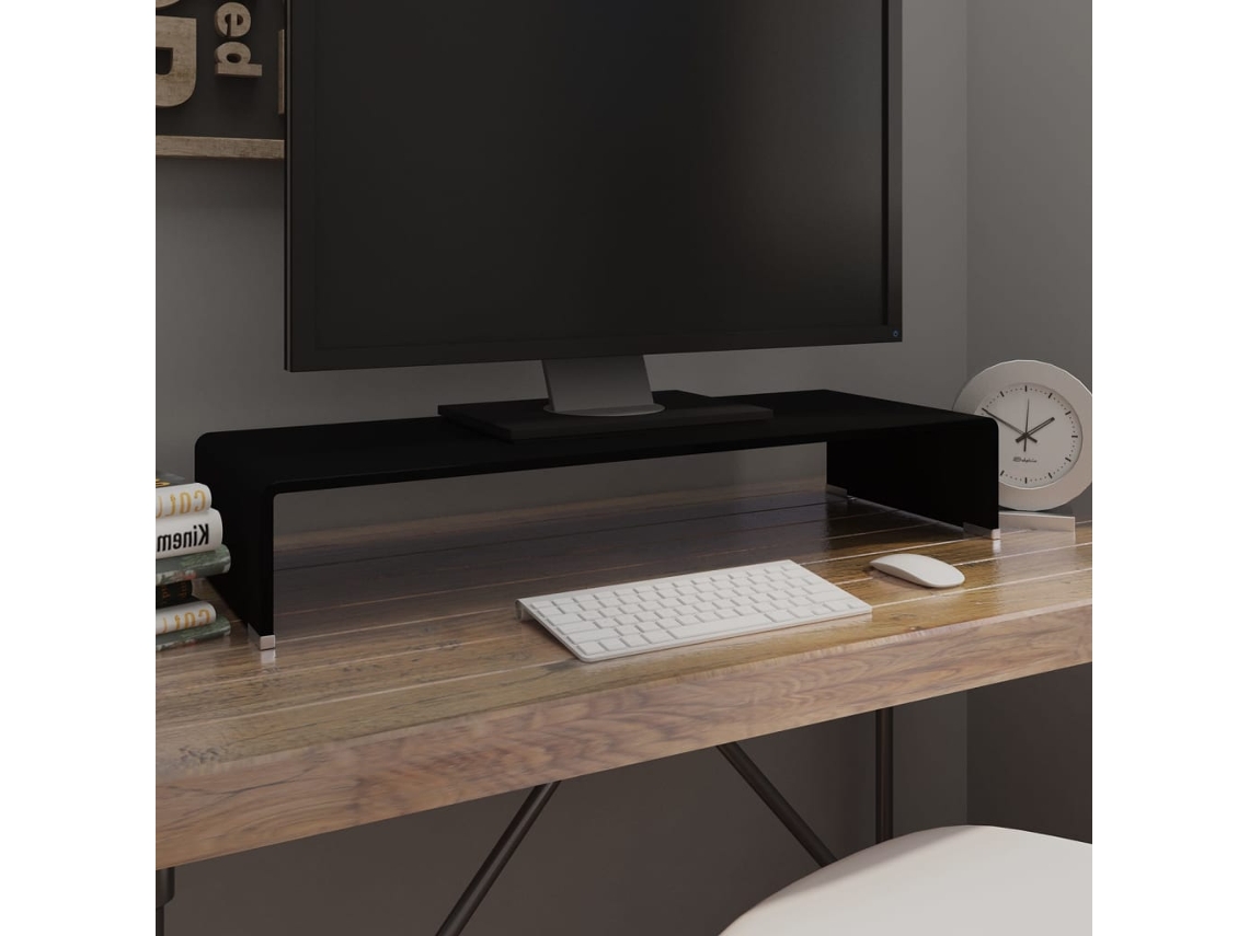 Mueble Suporte de Tv/Monitores en Cristal 80X30X13 Cm Negro