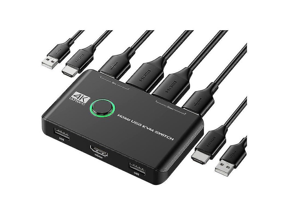 Conmutador KVM USB 4K: compatible con dos computadoras, comparte teclado, mouse, impresora y monitor, compatible con 4K 60 Hz - C8