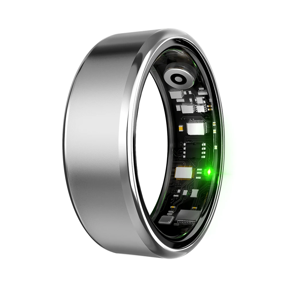 (8 Yardas De Plata) Anillo Inteligente A Prueba De Agua Frecuencia Cardíaca Monitoreo De Presión De Oxígeno De Sangre Rastreador De Fitness