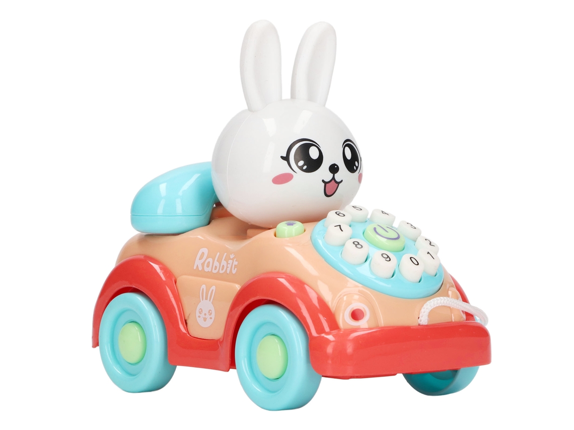 Coche De Juguete, Teléfono, Conejito Bebé, Animado, Educativo, Para Niños, Azul.