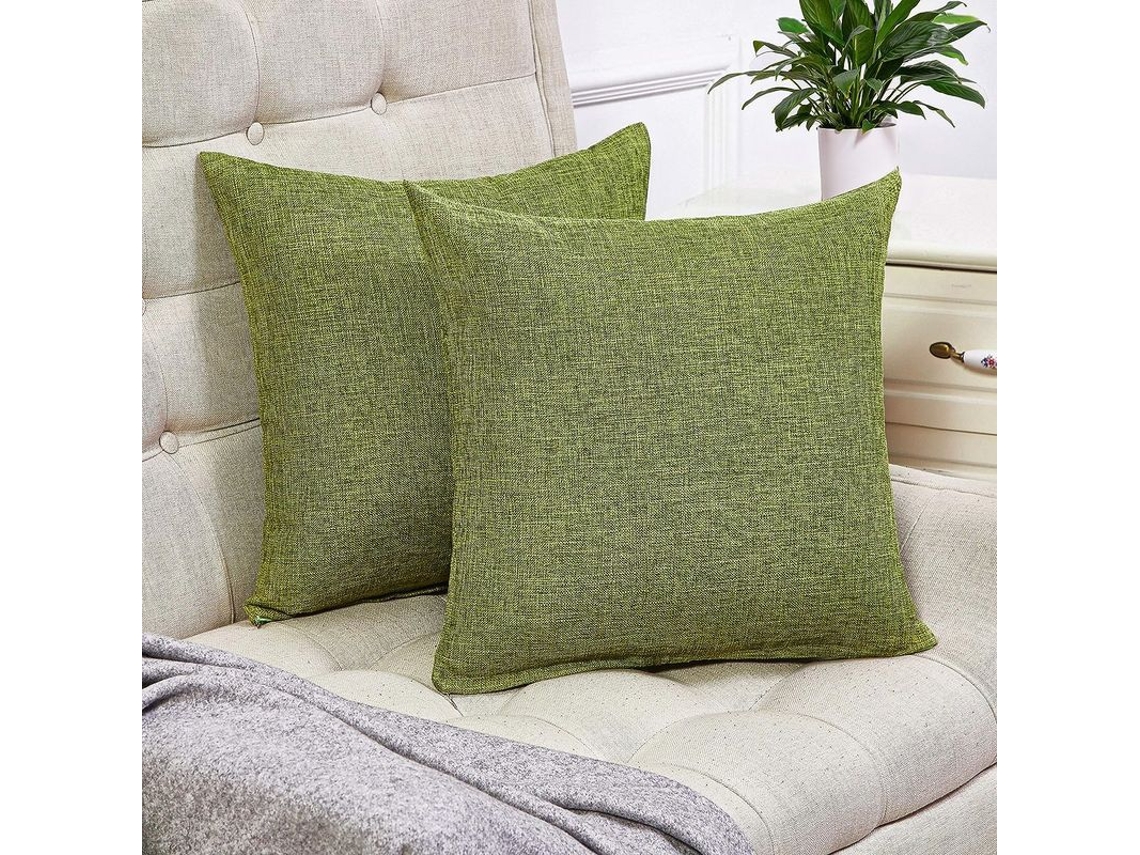2026-40645-fundas De Almohada De Lino Rústico Verdes 2 Piezas Cuadradas 16x16 Pulgadas Para Sofá Decora