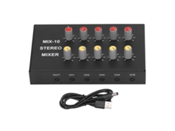 Mezclador Estéreo De 10 Canales Con 10 Entradas Y 2 Salidas Con Conector De 3,5 Mm, Amplificador De Audio Dc5-12v