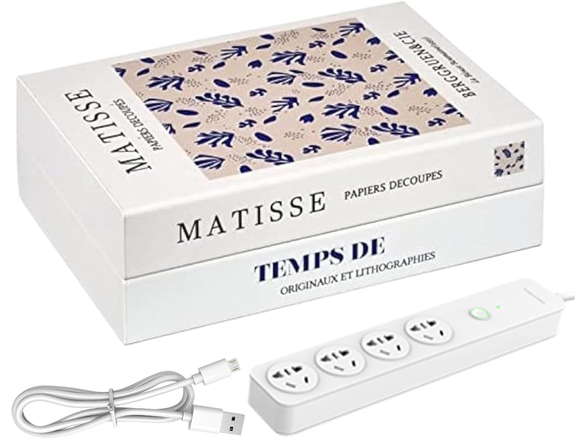 Caja organizadora de cables - Tapa decorativa con forma de libro para salón/oficina SFUSHOS