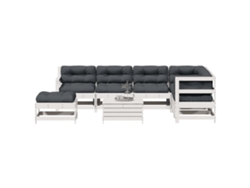 Maison Exclusive - Set Muebles Jardín Con Cojines 8 Pzas Madera Maciza Pino Blanco
