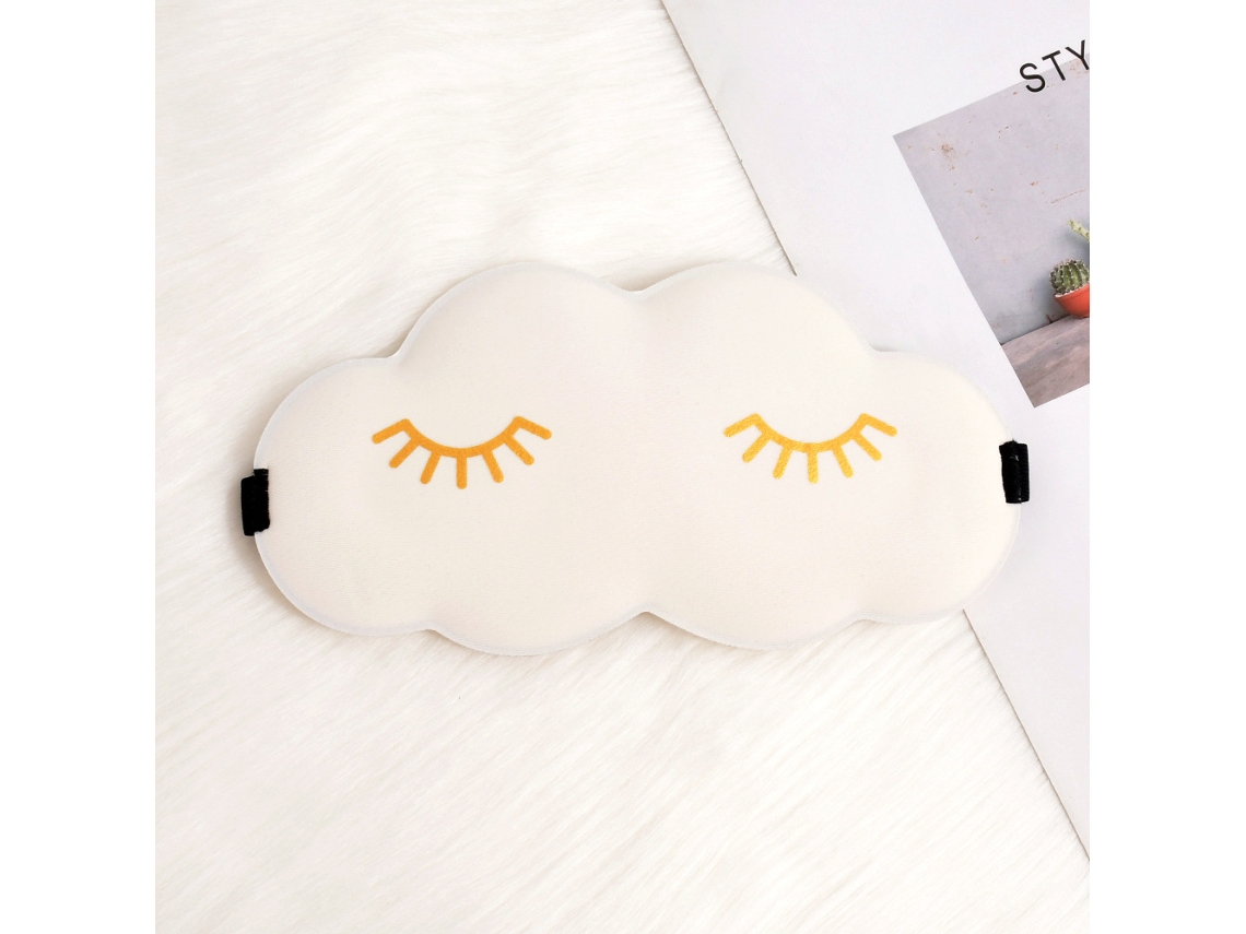 Antifaz Nocturno 3d Con Diseño De Nube Y Pestañas Color Beige Dorado*