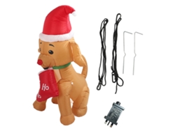 Figura Hinchable De Perrito Navideño 5ft Con Led, Decoración Para Jardín Y Patio, Plug Uk 220v