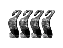 2026-linjou Ganchos De Púrpura Para Coche Con Piedras Strass, 4 Piezas Colgantes Para Asiento Trasero De Auto (blanco)