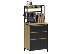 Mueble De Cocina De Estilo Industrial Con 3 Cajones, Encimera, Estante Y 4 Ganchos, 60x40x132cm
