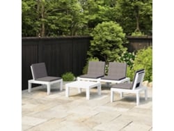 Conjunto de muebles de jardín con cojines, plástico blanco, Dkd Home Decor