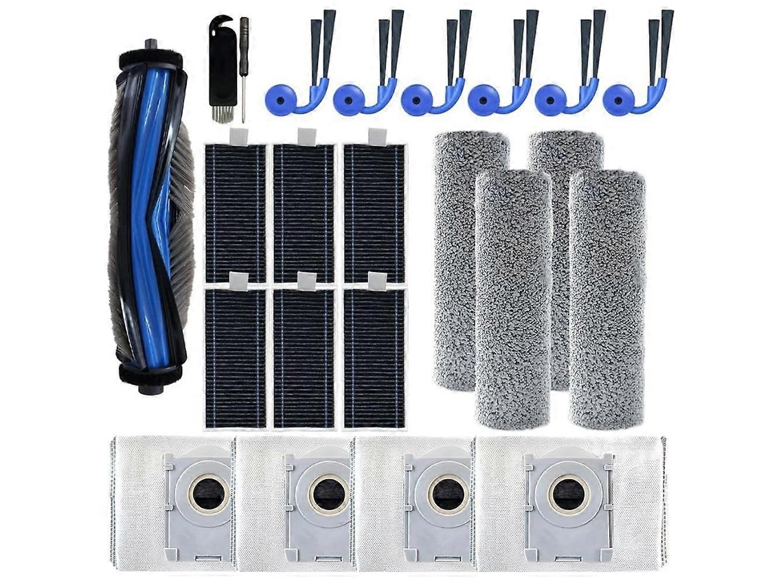 Kit de accesorios para la aspiradora X9 Pro Omni/X9 Pro: piezas principales, cepillo lateral, bolsa para el polvo, rodillo, paño.