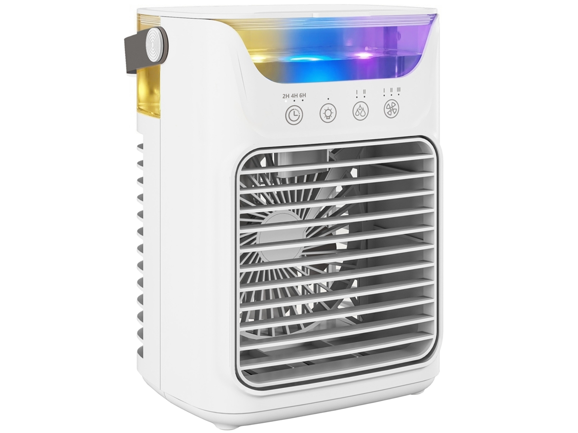 Ventilador de mesa con 3 velocidades, luz RGB y cabezal ajustable, blanco. ZENCORE SERVICES