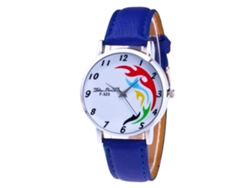 Reloj De Pulsera Analógico De Cuarzo Con Correa De Pu Moda (azul Real)
