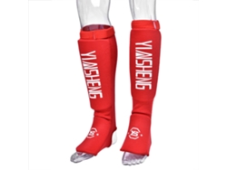 1 par de protectores de piernas y pies transpirables y duraderos para MMA, boxeo, karate y taekwondo (rojo M)