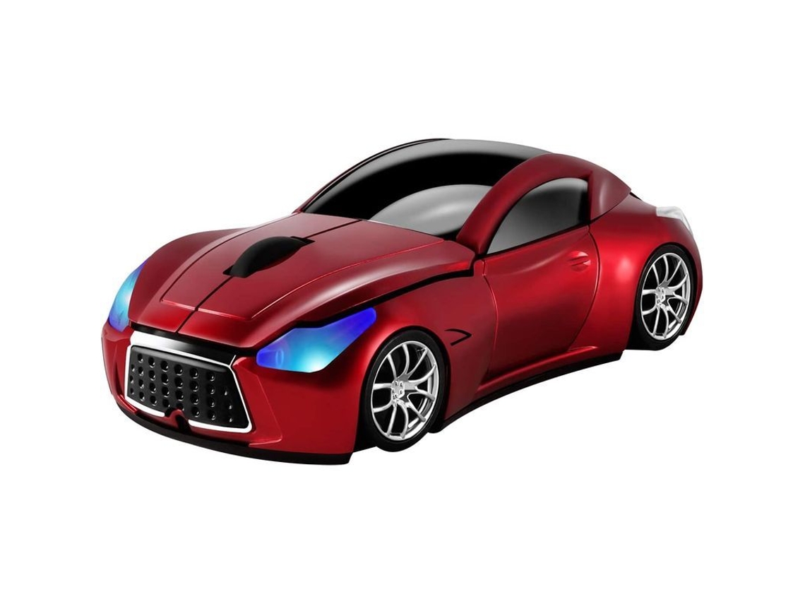Ratón Óptico Inalámbrico De 2,4 Ghz Con Receptor Usb Para Pc/portátil, 1200 Dpi, Diseño De Coche Deportivo, Rojo.
