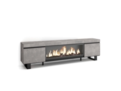 Mueble TV, Televisión, 210, Para TV hasta 80, Chimenea eléctrica XXL, Diseño industrial, Cemento SKRAUT HOME