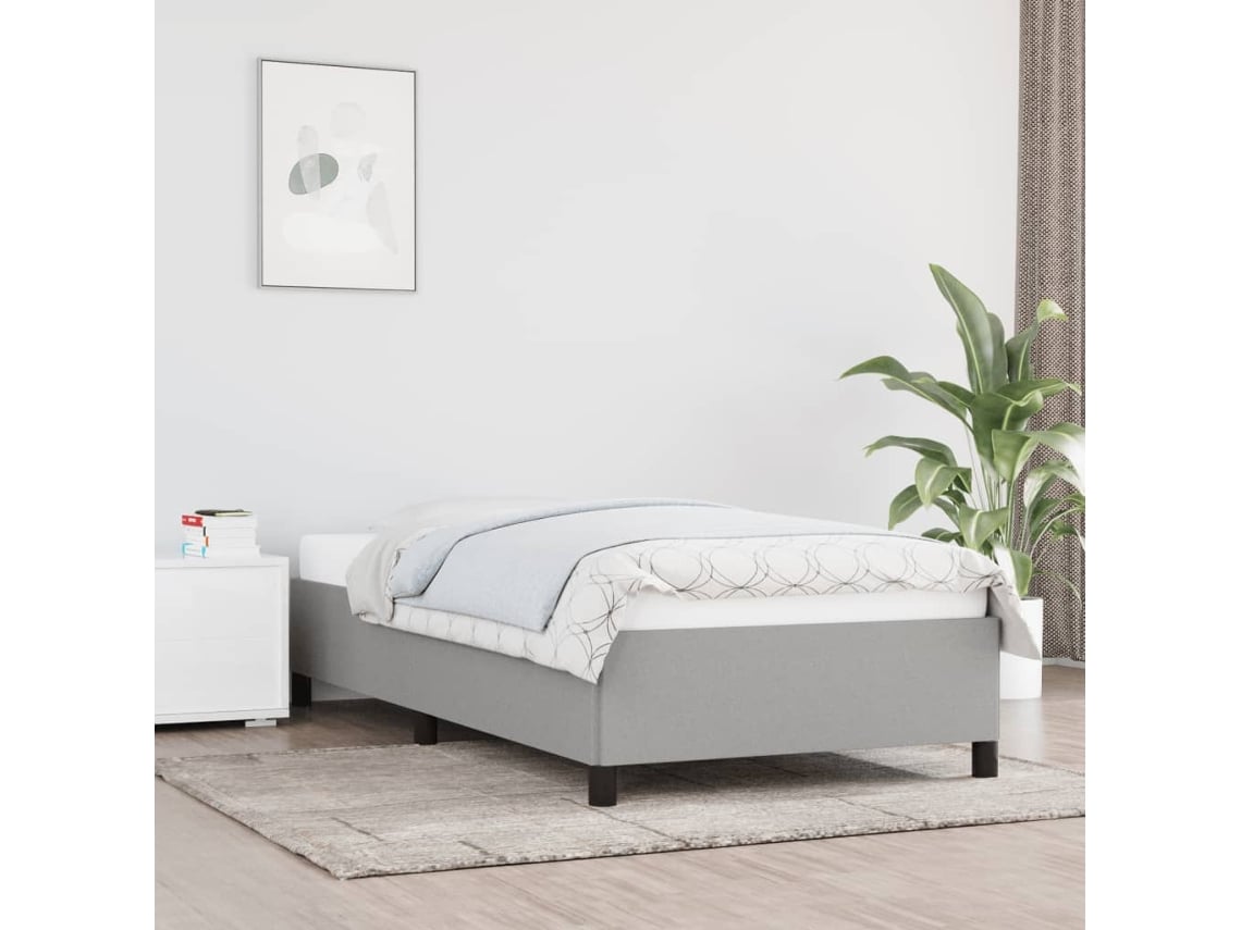 Estructura De Cama Sin Colchón Tela Gris Claro 80x200 Cm