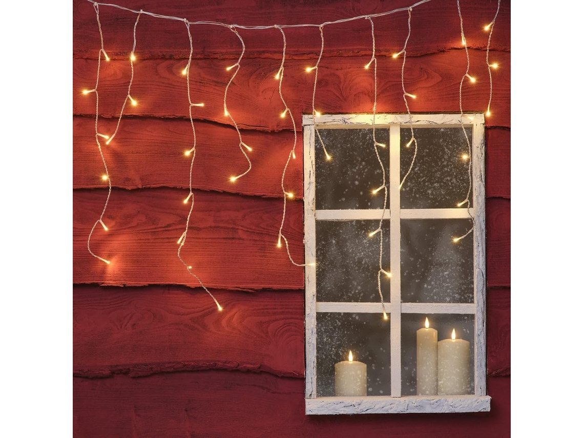 Guirnalda De Luces Tipo Carámbano, Blanco Cálido, 100 Led, 4 M