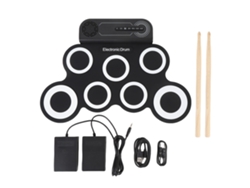 -pad De Batería Electrónico Portátil Con Efectos Sonoros, Silicona Plegable Y Baquetas De Madera Para Niños