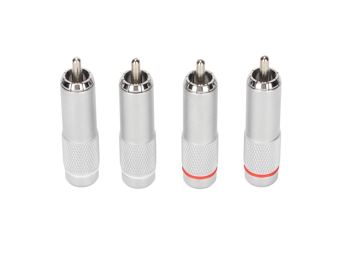 4 Conectores Rca Macho Cromados De Baja Pérdida Para Equipos De Audio Profesionales.