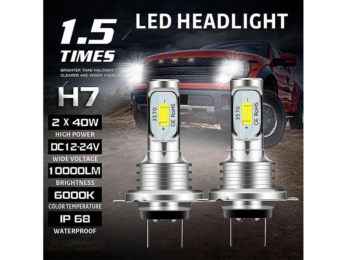 Faro Delantero H7 Led Canbus Bombillas H7 Led De Luz Baja 6000k Ip 68 Csp Chips Led 3570