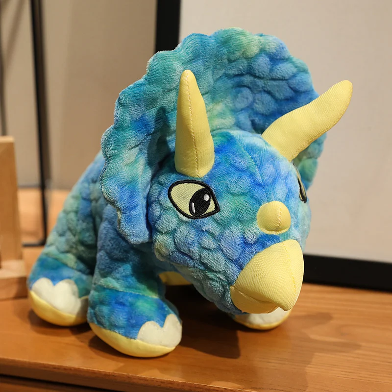 Hermoso peluche realista de Triceratops estilo dibujos animados MDUG (azul, 30 cm)