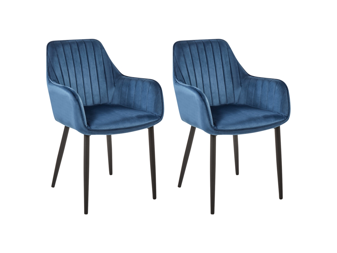 Cadeiras de jantar em veludo BELIANI Wellston de Veludo Azul 60x61x84