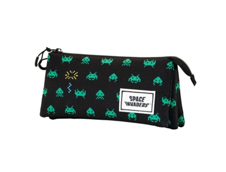 Space Invaders Army Estuche Portatodo Triple ECO, Negro